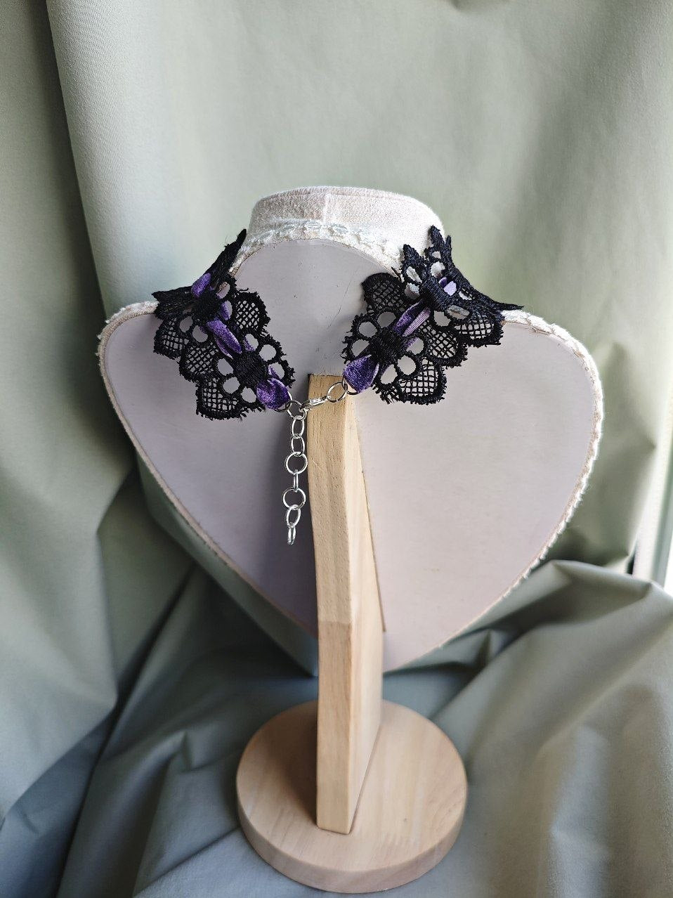 Midnight Monarchy handmade purple and black butterfly gothic choker styled as alternative fashion jewelry