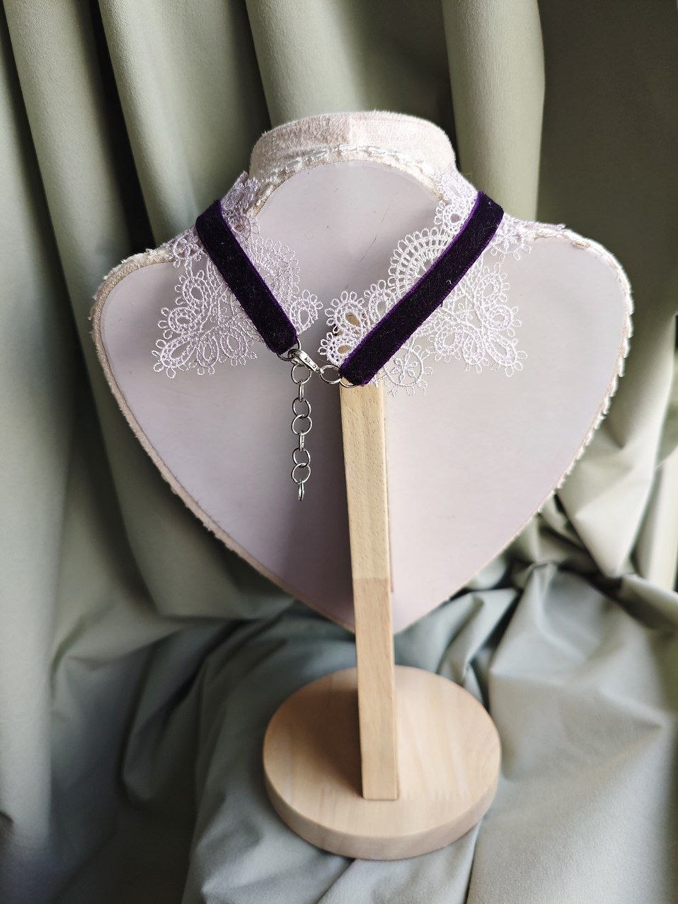 Amethyst Dream handmade purple gothic lace choker styled as alternative fashion jewelry