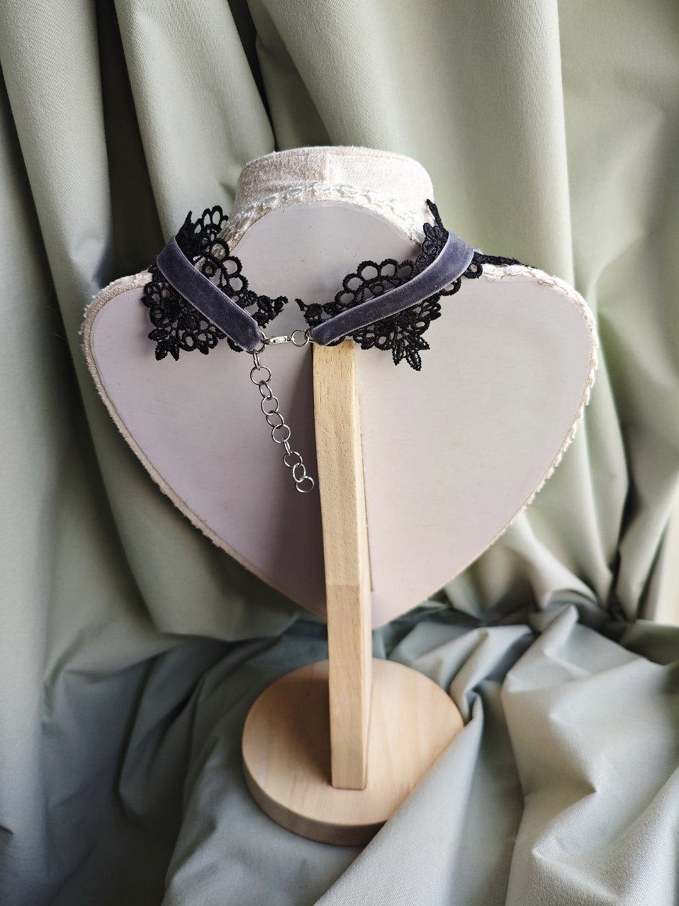 The Opaline Dream handmade romantic opal lace choker with lace and repurposed elements