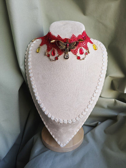 Scarlet Metamorphosis handmade red butterfly gothic choker