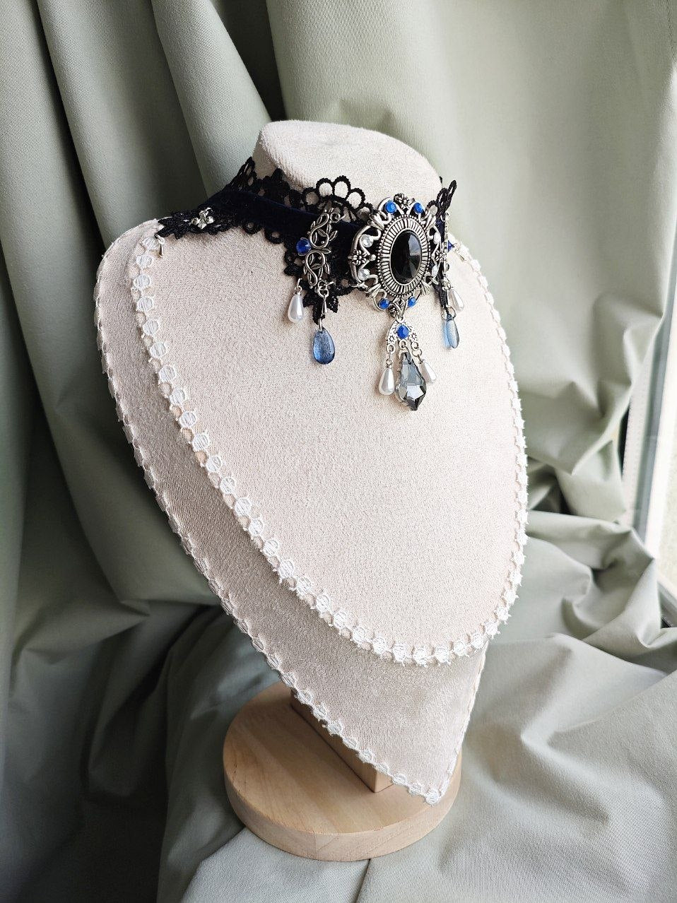 Midnight Cameo handmade vintage gothic cameo choker styled as alternative fashion jewelry