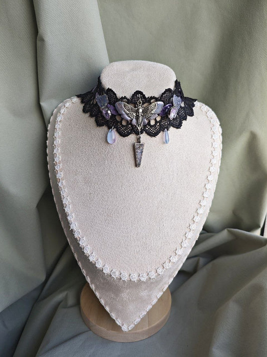 Midnight Monarchy handmade purple and black butterfly gothic choker