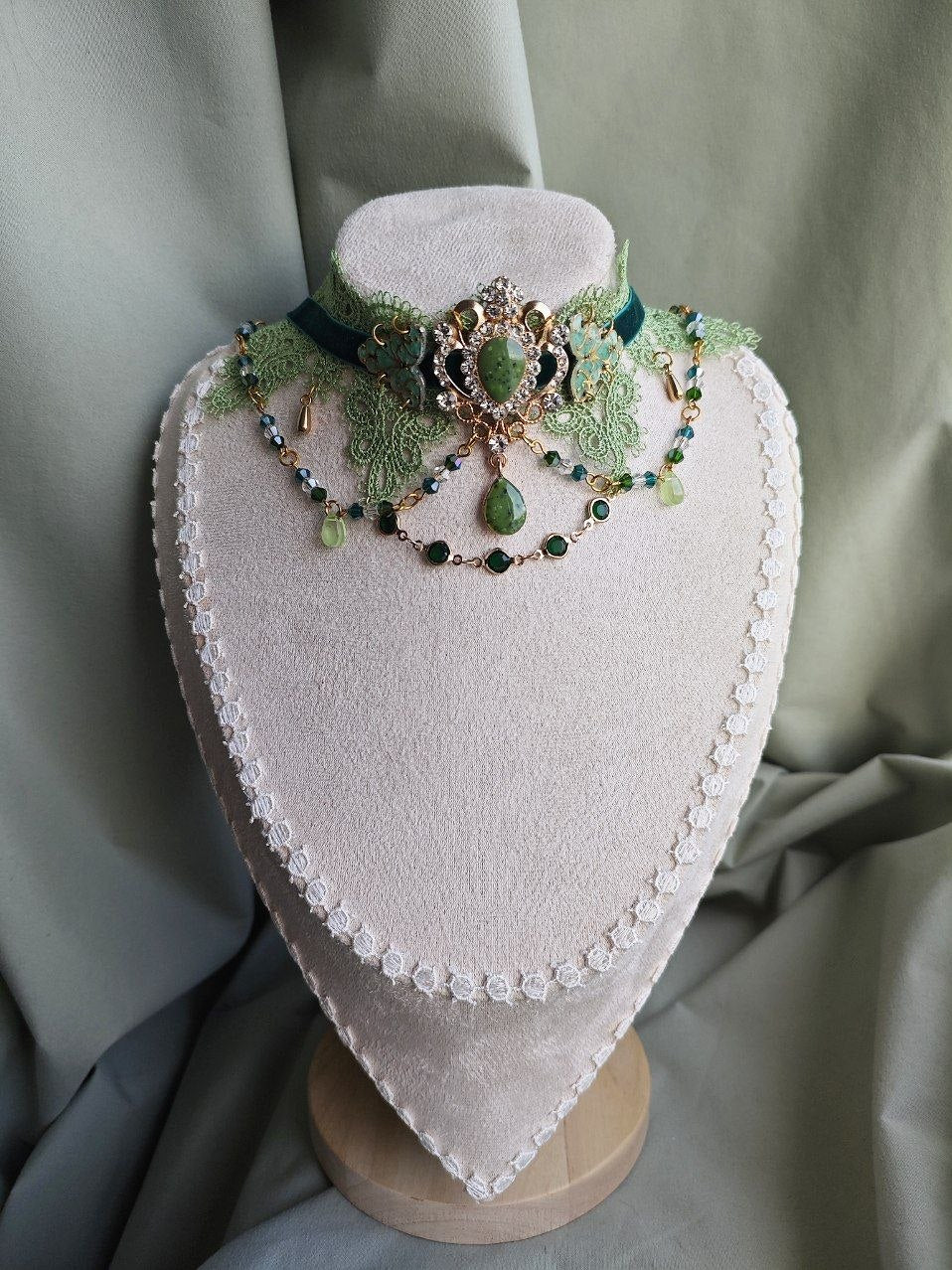 Absinthe Dream handmade green gothic lace choker