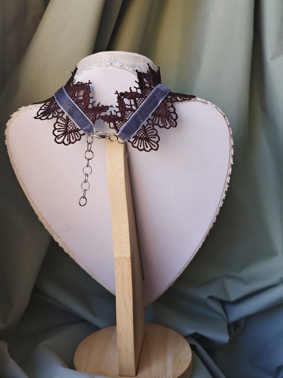 Back view of Twilight Metamorphosis choker showing lace collar and adjustable fastening